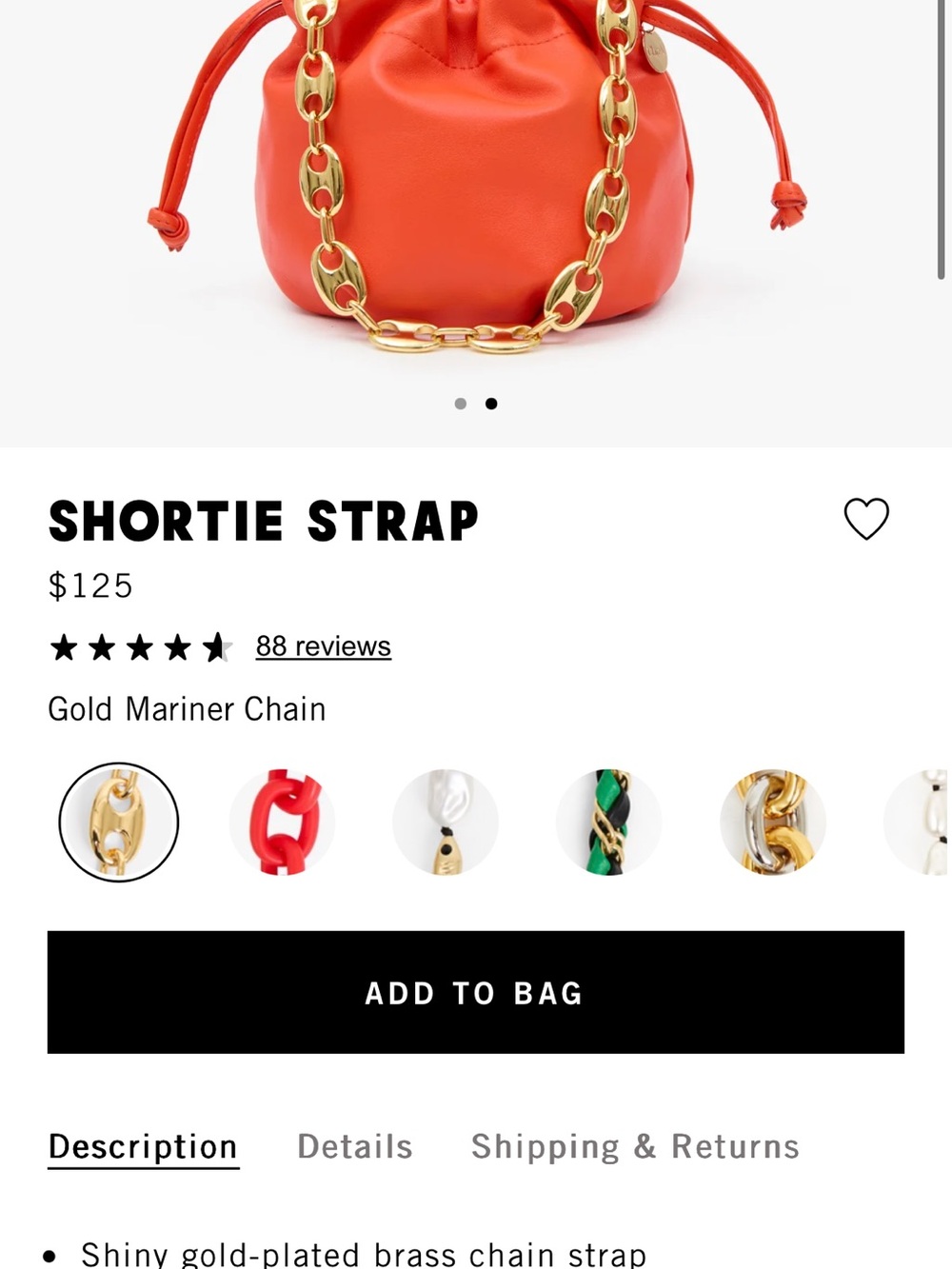 Clare V Shortie Strap - Gold Mariner Chain NWT - Picture 4 of 7